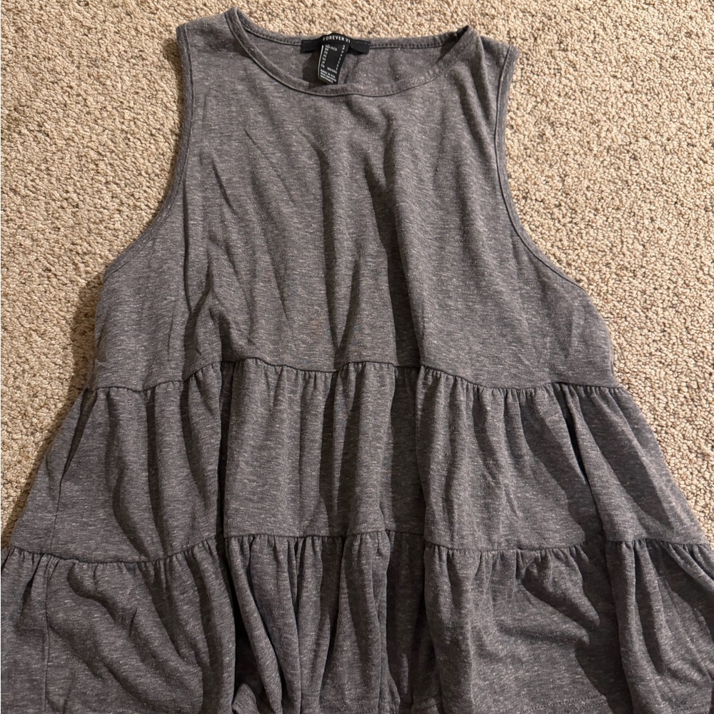 Forever 21 Charcoal Tiered Tank Top